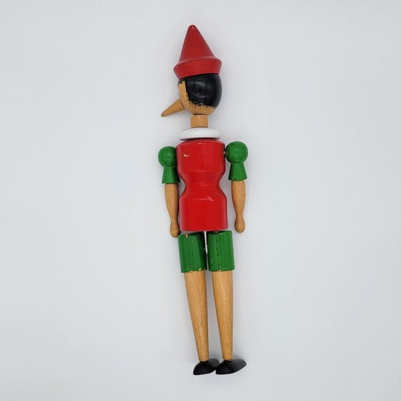Vintage PINOCCHIO 13.5" Wooden String Joint Doll Toy Maestro Geppetto Antique - Picture 2 of 11